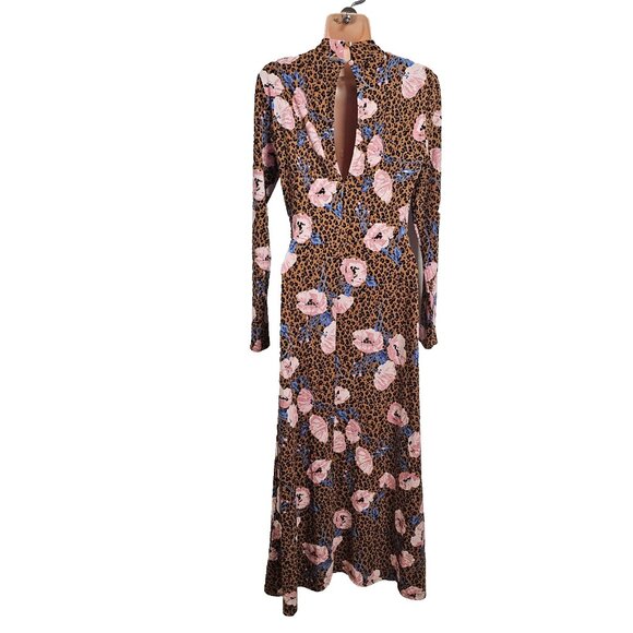 Free People Animal Print Floral Maxi Dress Women Size S Long Sleeve - Picture 7 of 15